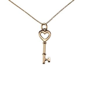 Tiffany & Co. 18K Rose Gold Heart Key Pendant Necklace #21963